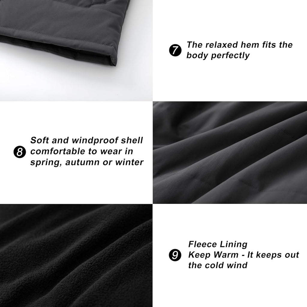 VtuAOL Men's Casual Fleece Lined Vest Outdoor Lightweight Vest Sleeveless Jacket for Travel Hiking