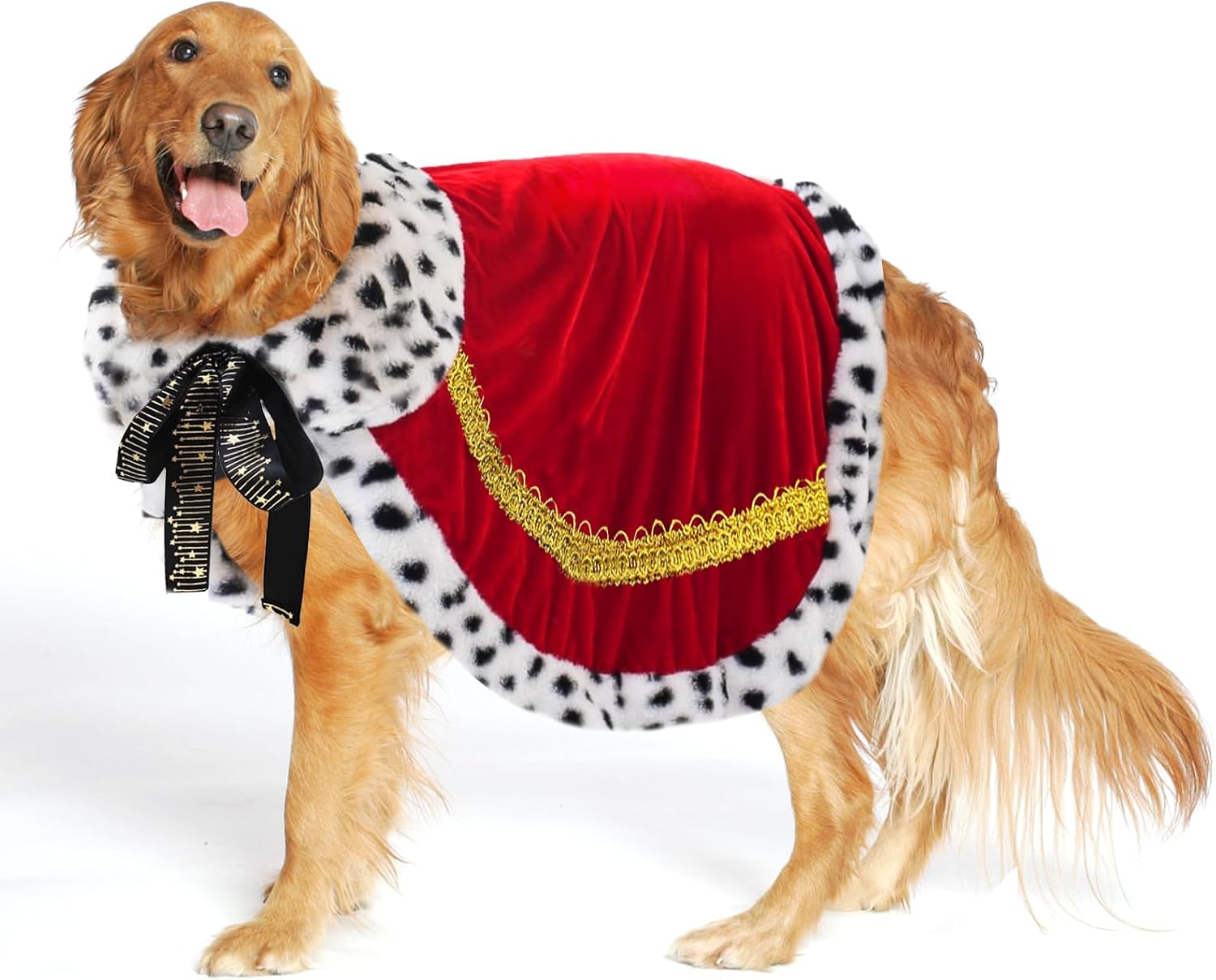 Pet Cloak King Dog Cape Robe Cute Halloween Christmas Cat Costume Queen Clothes Lux Fur Royal Cape Prince Princess Outfit Birthday Dress Small Large Dog Halloween Costume (Crimson, Small)