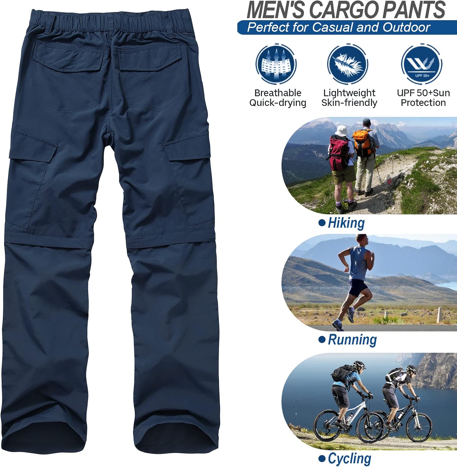 linlon Boy Scout Pants Hiking Mens Convertible Zip Off Safari Fishing