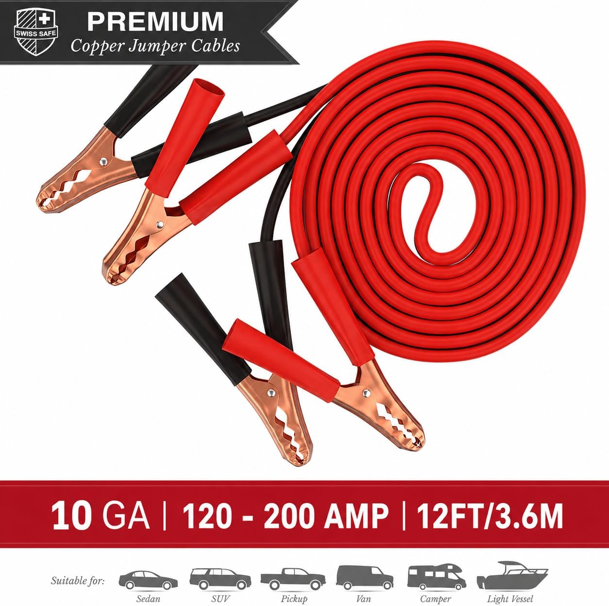 Swiss Safe 2-in-1 378-Pcs Car First Aid Kit, Jumper Cables, Essentials