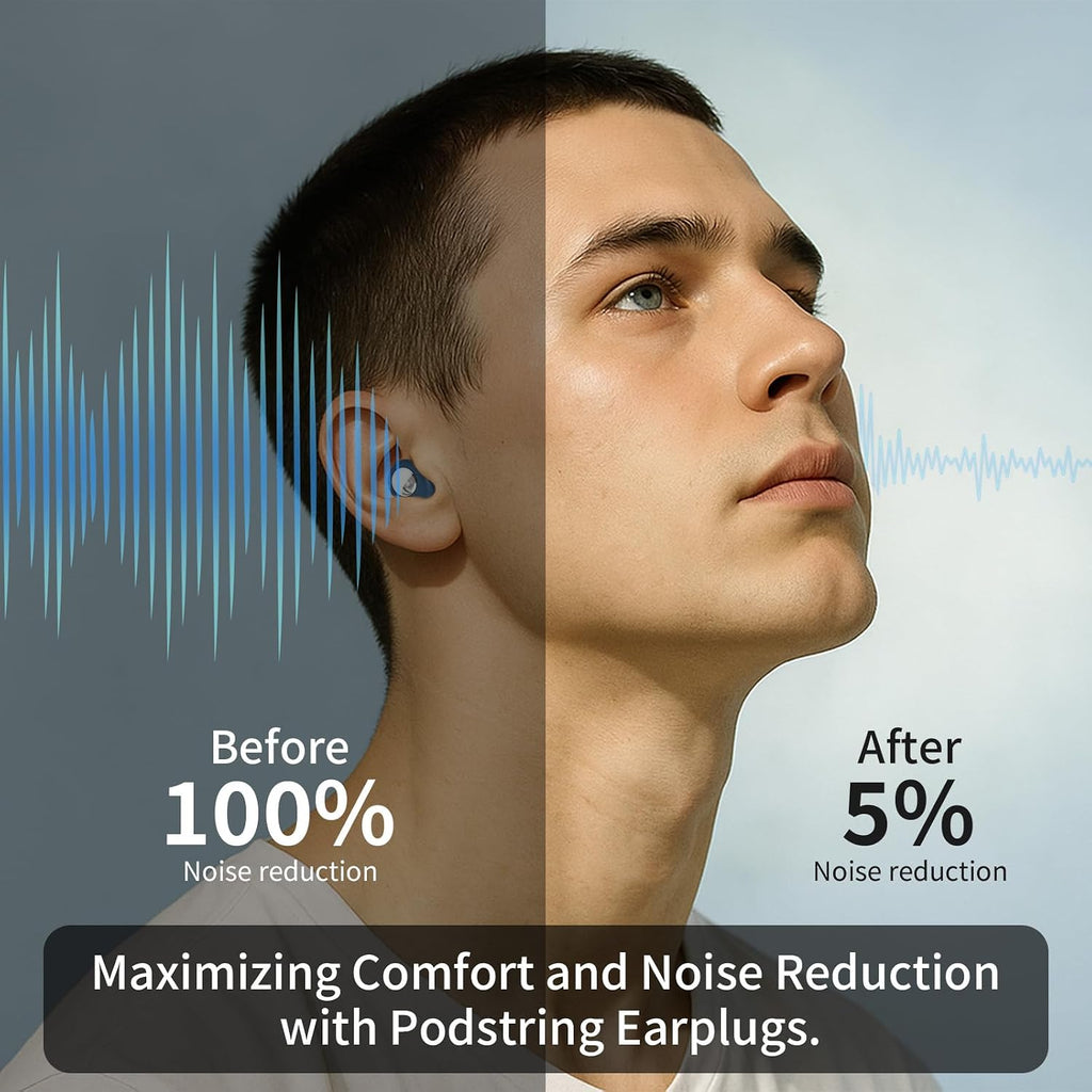 Ear Plugs for Sleeping Noise Reduction, Ultra Soft Silicone Ear Plugs for Side Sleepers, Reusable Sleep Earplugs with 8 Eartips & Travel Case, 30dB Noise Reduction for Snoring, Travel & Focus - Blue