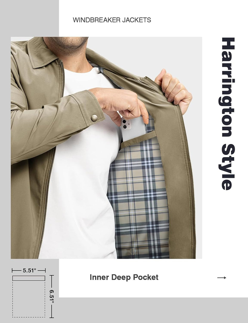 TBMPOY Mens Lightweight Jackets Light Windbreaker Full Zip Casual Work Jacket Golf Business Fall Track Coat with Pockets