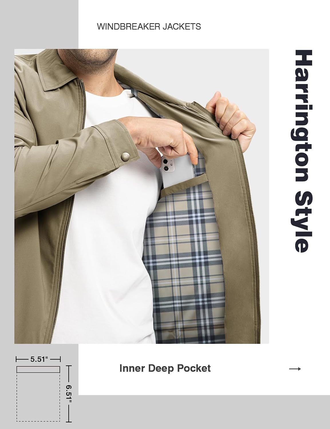 TBMPOY Mens Lightweight Jackets Light Windbreaker Full Zip Casual Work Jacket Golf Business Fall Track Coat with Pockets