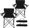 HaSteeL Large Camping Chairs for Adults, Black Folding Beach Chair Set of 2