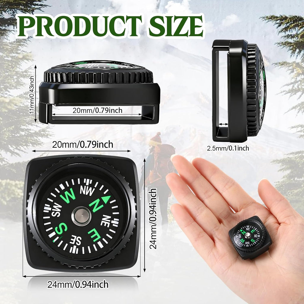 Tallew 50 Pcs Slip-on Wrist Compass Bulk Hard Shell Liquid Filled Mini Small Button Compass Survival Paracord Bracelet Camping Outdoor Activities Accessory 20mm for Hiking Activities