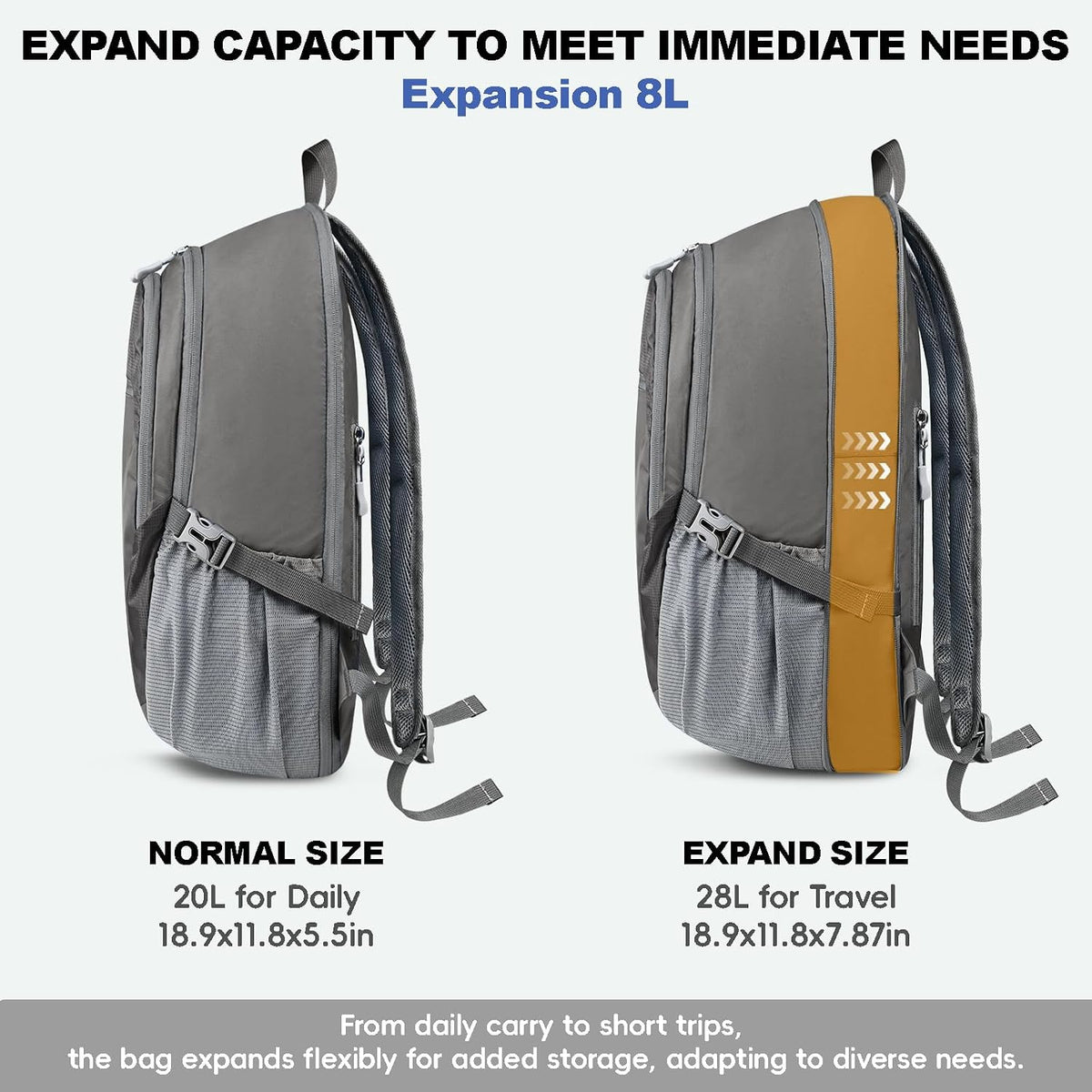 Seektop Travel Backpack, Foldable Expandable 20L-28L Daypack