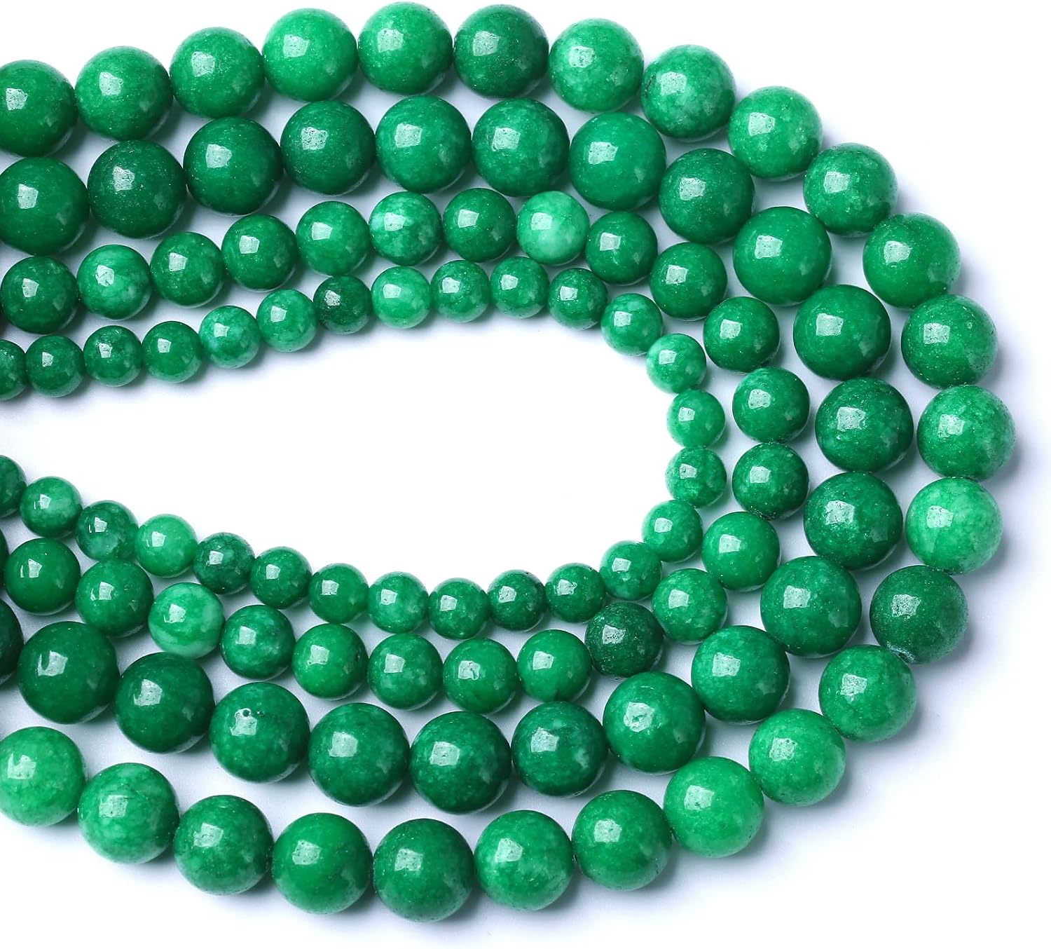 90PCS 8MM Natural Stone Green Cloudy Jade Spacer Loose Beads for Jewelry Making DIY Bracelet Necklace