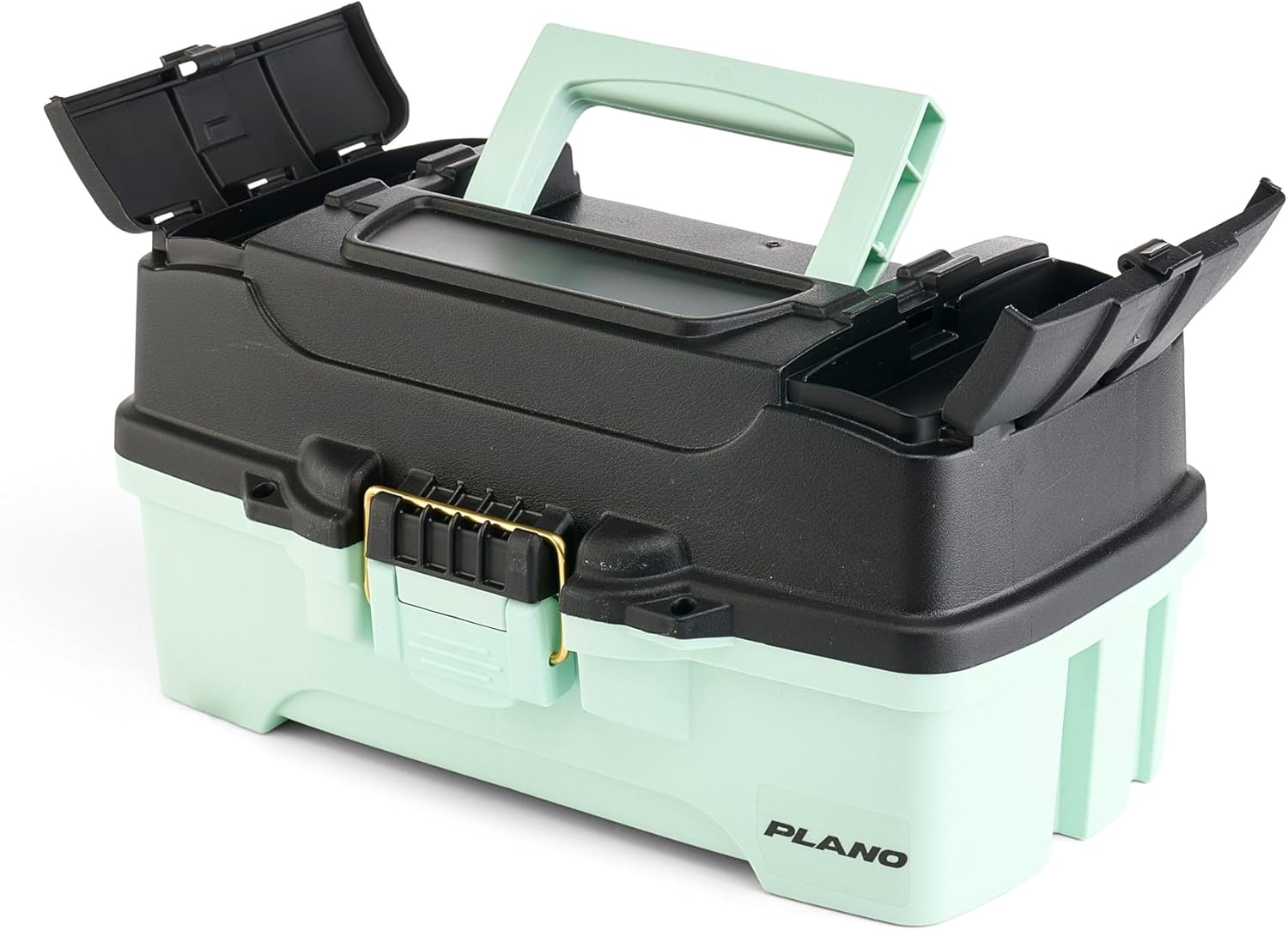 Plano Catch All One-Tray Tackle Box Kit, Black/Blue, Rust-Proof Brass Latch, Top-Access Tray with Deep Storage, Made in the USA, Portable Fishing Gear Storage Organizer
