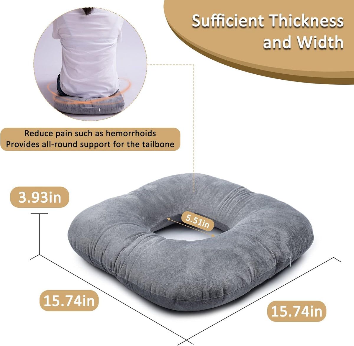 Hshbxd Donut Pillow, Tailbone Cushion for Wheelchair, Office and Travel