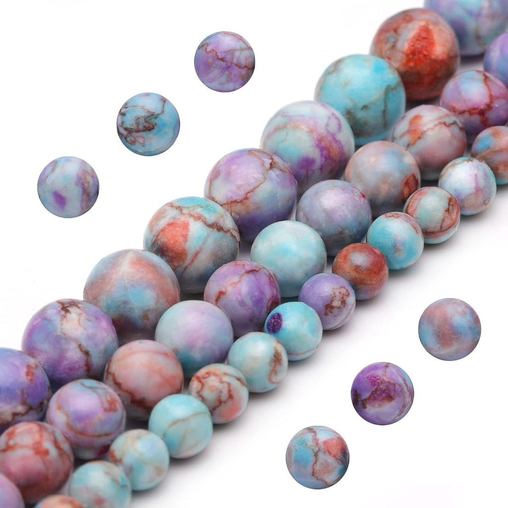 Youngbling Natural Gemstone Beads for Jewelry Making,10mm Rainbow Stone Jade Polished Round Smooth Stone,Genuine Real Stone Beads for Bracelet Necklace 15 Inch