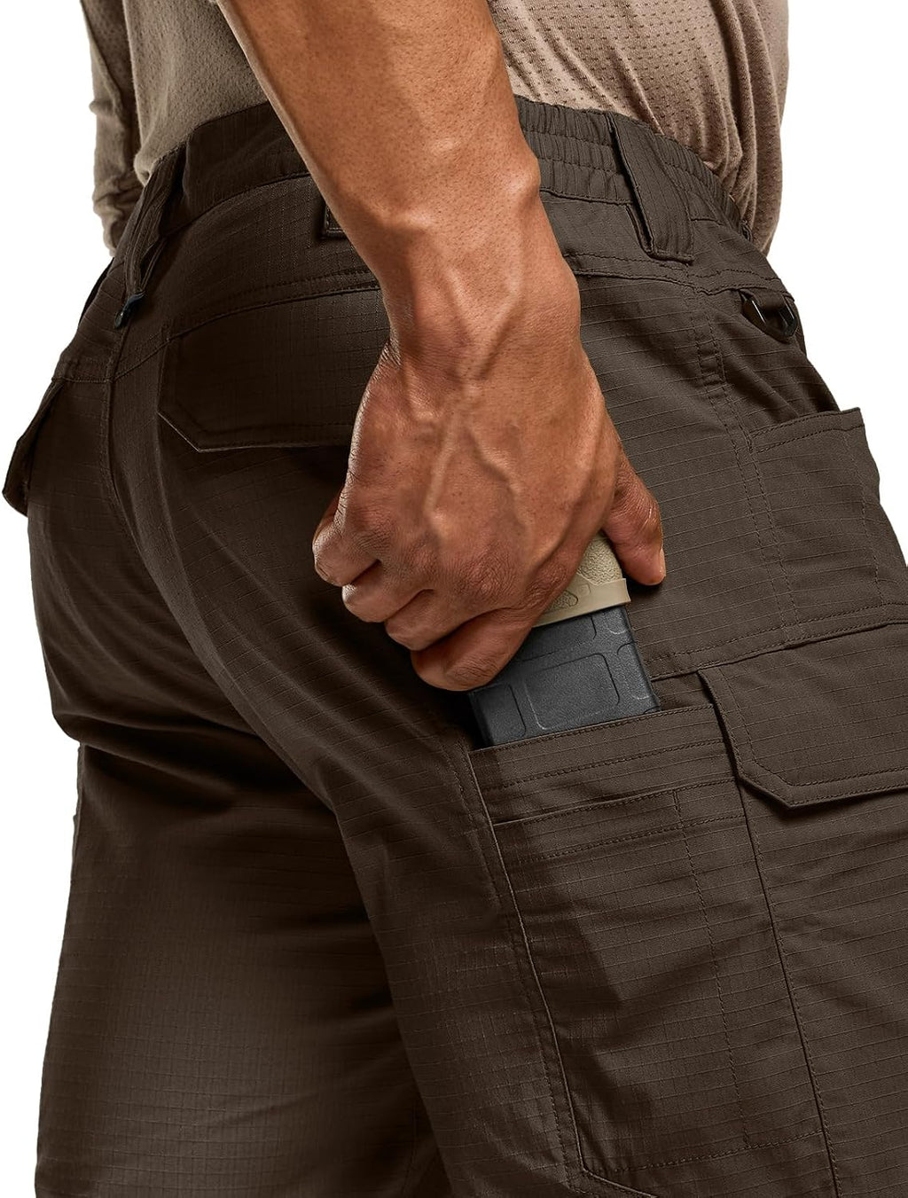 CQR Men's Flex Stretch Tactical Pants, Water Resistant Ripstop Cargo Pants, Lightweight EDC Outdoor Work Hiking Pants