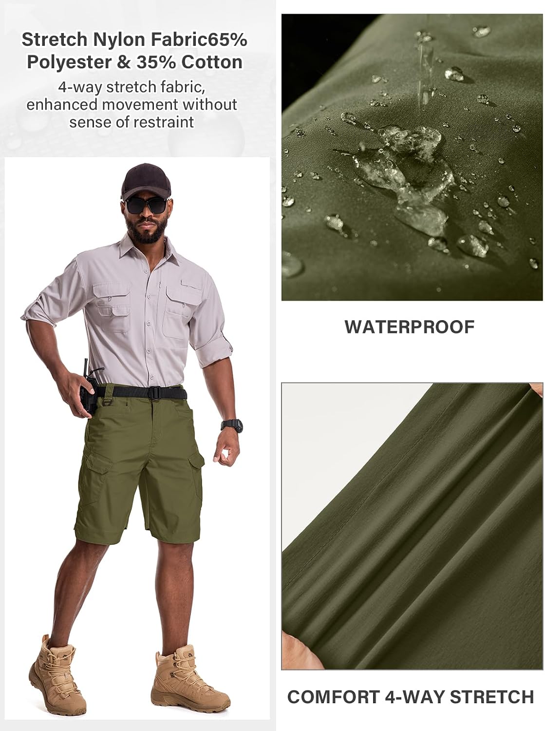 Mens Work Shorts Cargo Tactical Outdoor Wear Resistant Hiking Tool Shorts