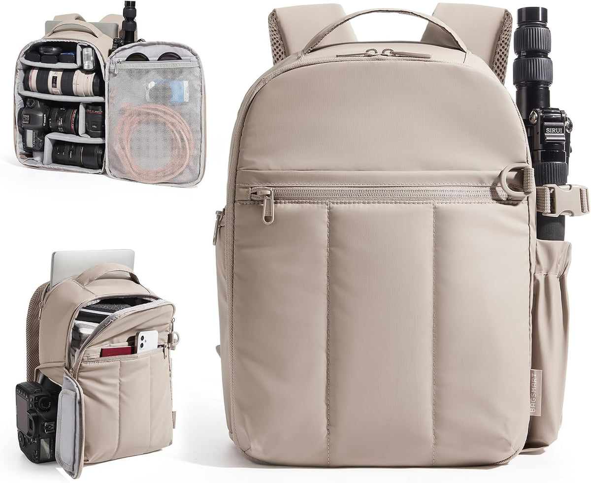BAGSMART Small Camera Backpack for Women with Laptop Compartment, Black