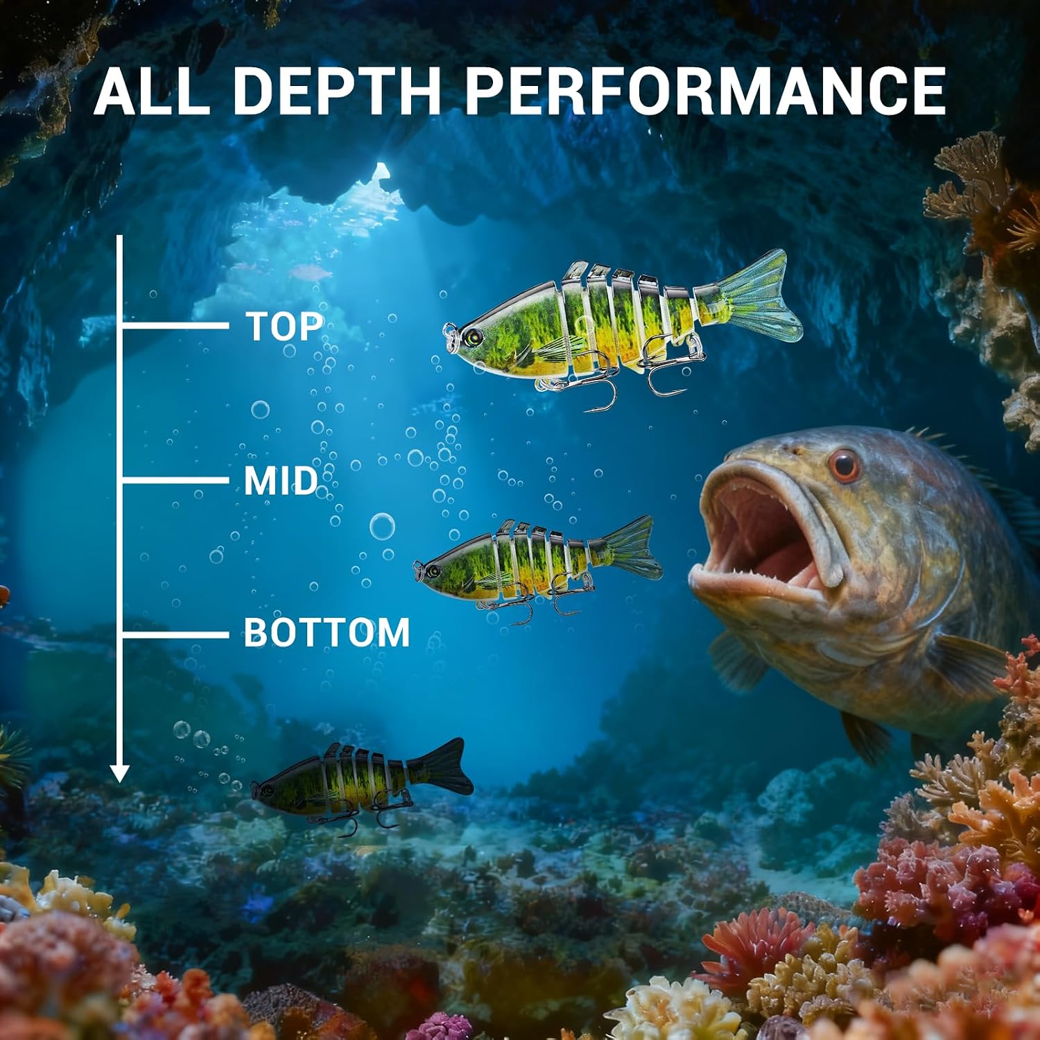 Keenjorika 5-Pack Fishing Lures Multi Jointed Fish Fishing Kits, Slow-Sinking Lifelike Segmented Swimbait Crankbaits, Realistic Swimming Action for Bass, Trout, Pike & Walleye – Freshwater & Saltwater