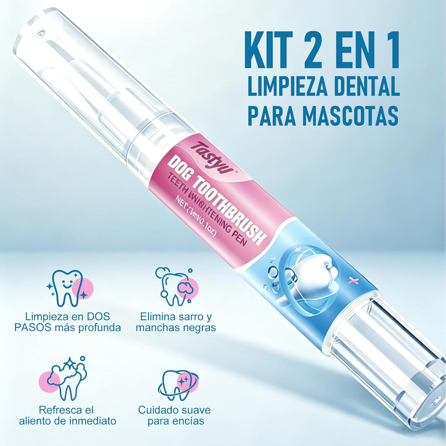 Dog Teeth Brightening Toothbrush Pen with Finger Sleeve, Pet Oral Cleaning Gel Brush Kit, Freshen Breath, Gentle Gum Care, 2-in-1 Dog Dental Cleaning Tool for Daily Pet Oral Hygiene