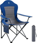 EVER ADVANCED High Back Folding Camping Chair Oversized and Fully Padded, Portable Quad Camp Lawn Chair Up to 300 lbs, with Cup Holder Armrest Carrying Bag