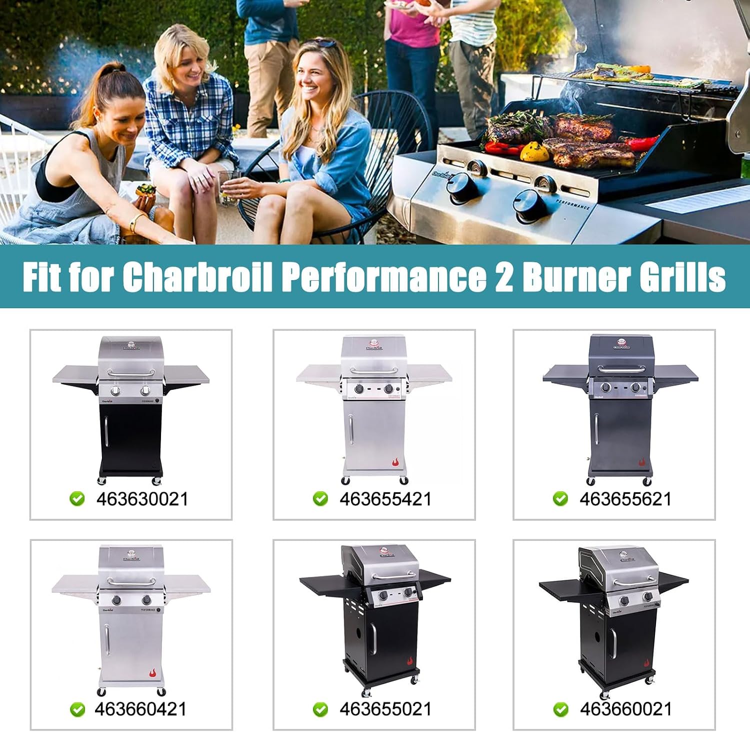 Criditpid Grill Grates Replacement for Charbroil Grill Parts 463630021 463655021 463655421 463660421 463660021 463655621, G426-0005-W1 G426-0004-W1 Cooking Grates for Charbroil Performance 2-Burner