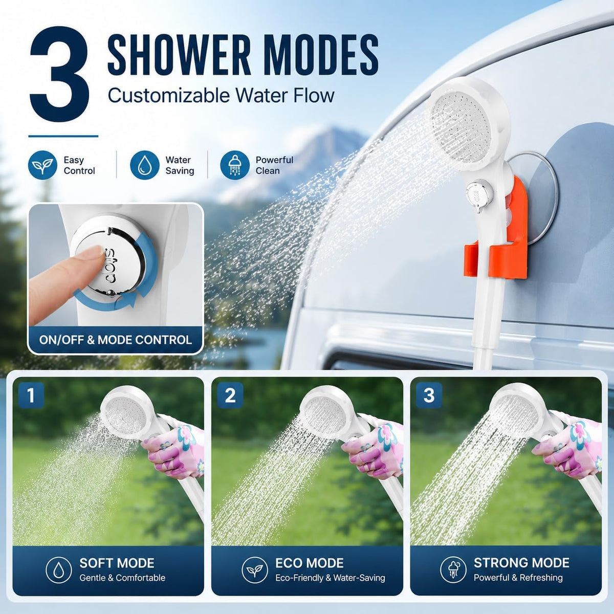 Portable Shower for Camping, Rechargeable Camping Shower with LED Display