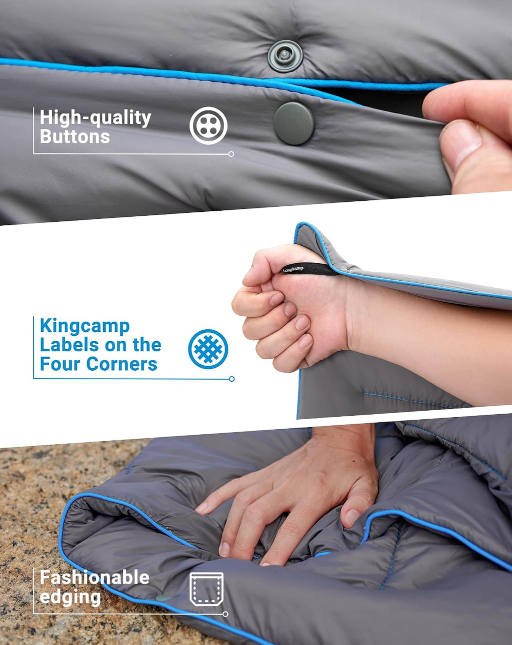 KingCamp Ultralight Camping Blanket, Wearable Packable Blanket 69" x 53"