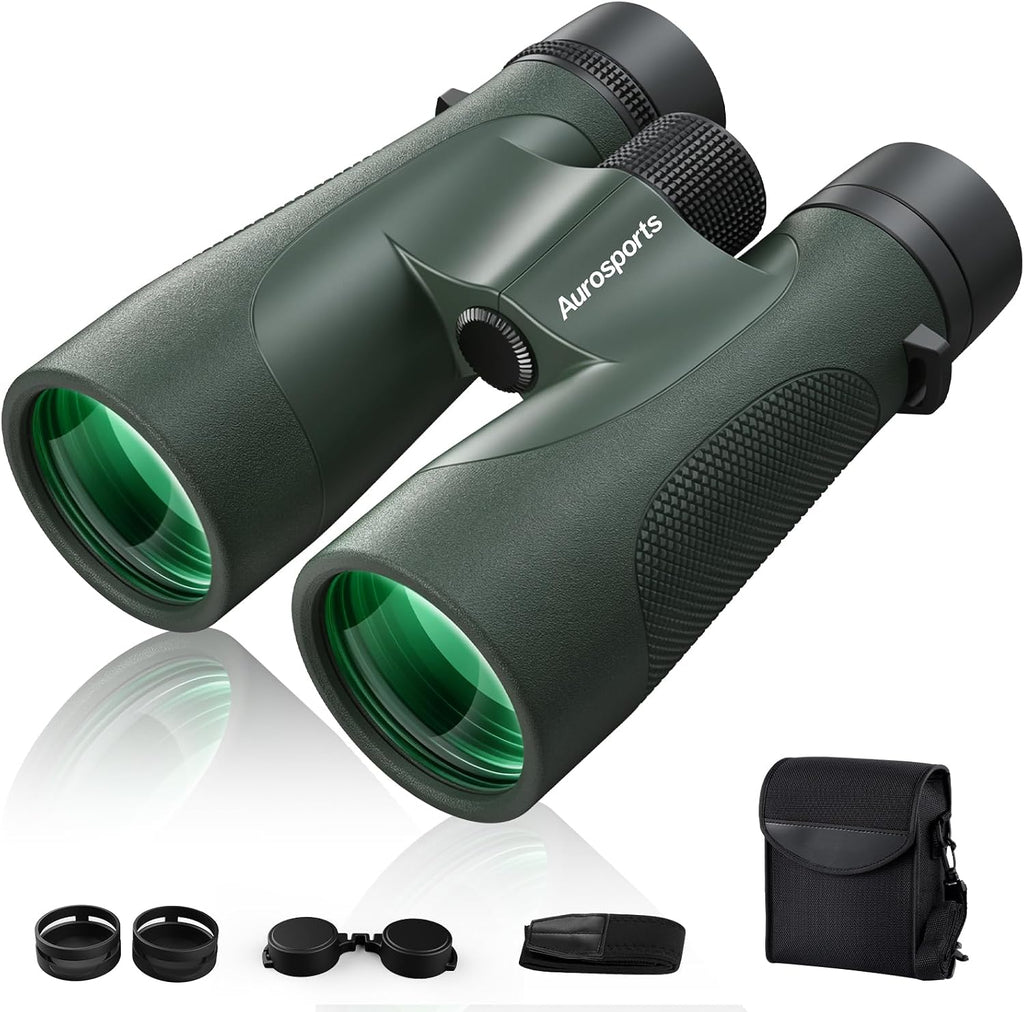 Aurosports 15x52 Waterproof Binoculars for Adults Hunting Binoculars Green