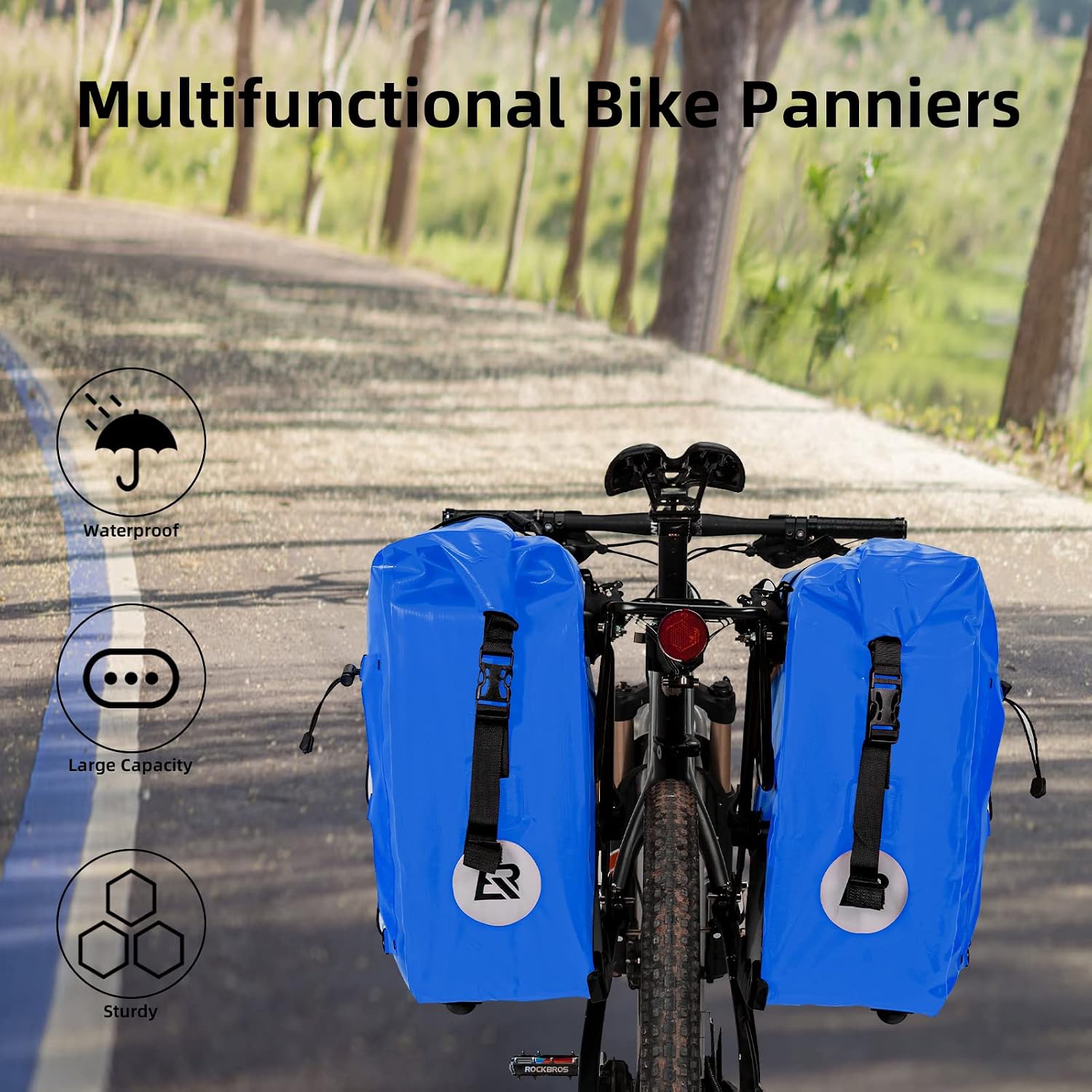 ROCKBROS Bike Panniers Waterproof Max 30L Capacity Cycling Traveling 2 Pack