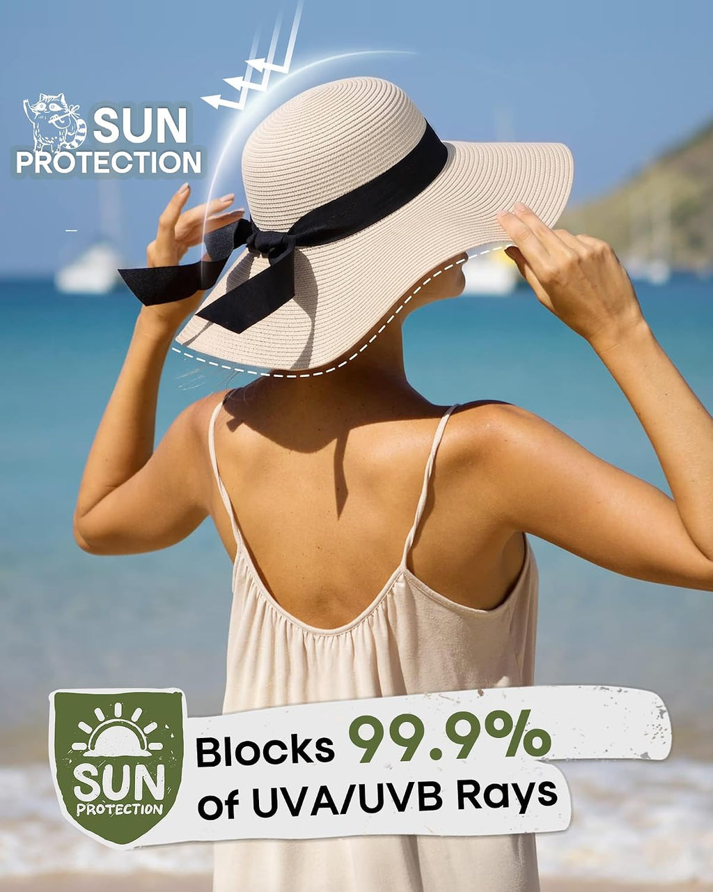 FURTALK Womens Sun Straw Hat Wide Brim Floppy Summer Beach Hats for Women