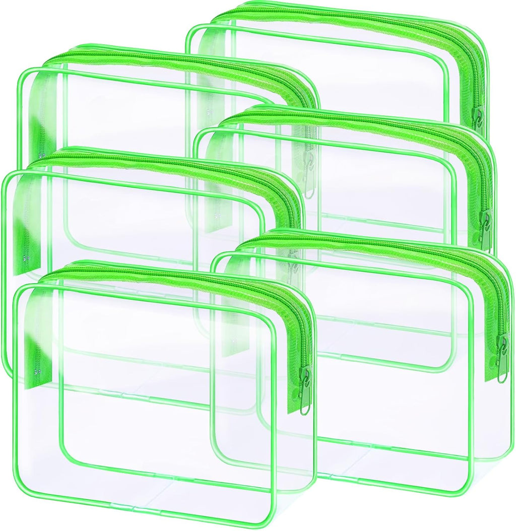 6 Pieces Clear Makeup Bags Bulk TSA Approved Toiletry Bag for Travel PVC Waterproof Clear Cosmetic Pouch with Zipper for Men and Women Carry-on Travel Essentials