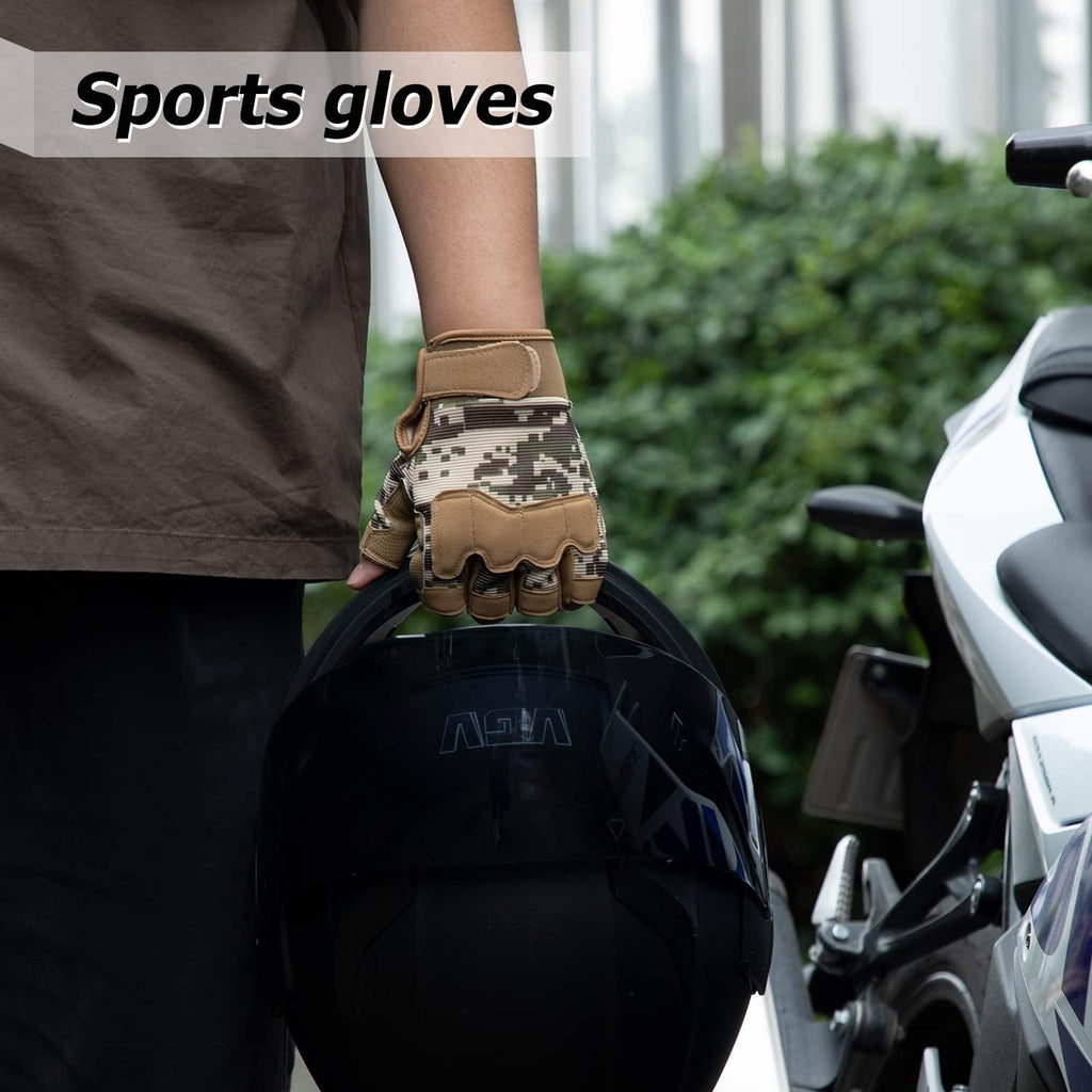 FIORETTO Fingerless Gloves for Men, Breathable Grip Palm Gloves for Motorcycle Riding, Driving, Cycling, Exercise, Workout, Climbing, Hiking and Outdoor Activities M210603