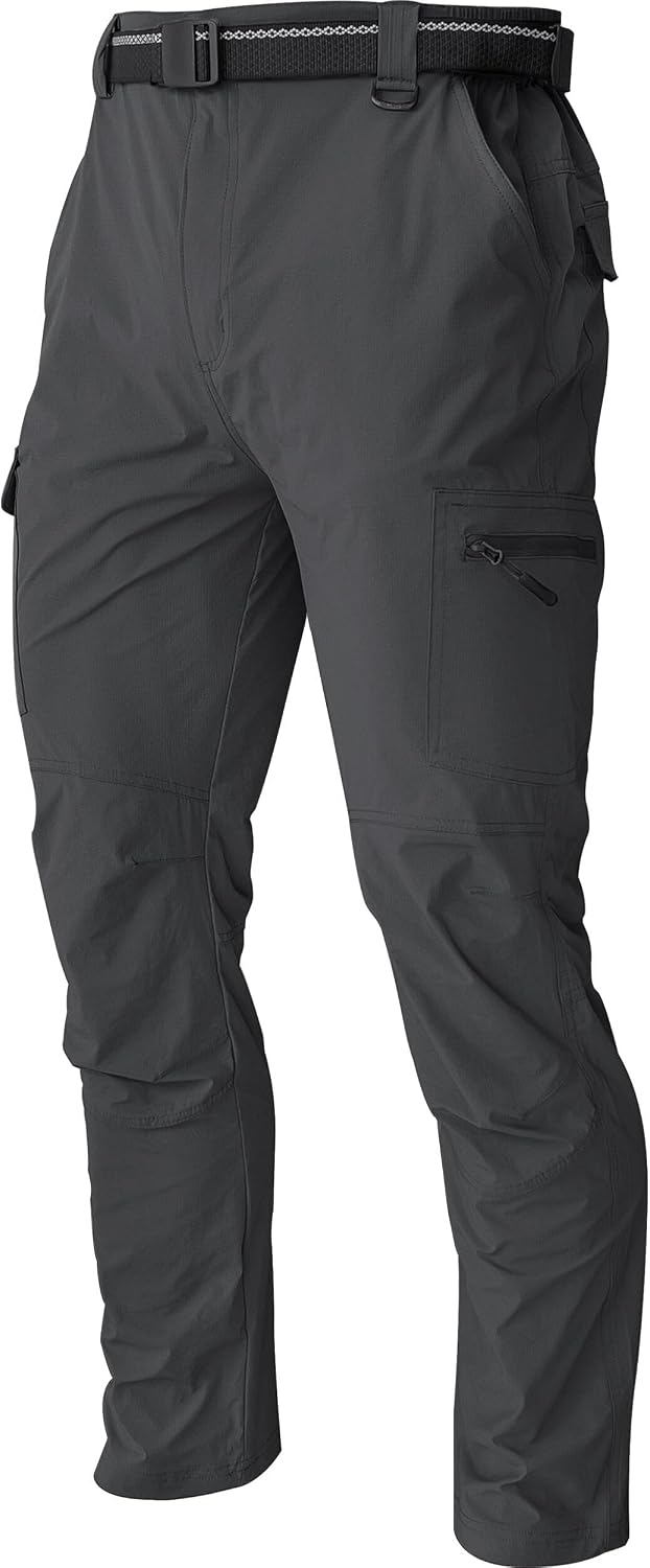 Men's Cargo Work Hiking Pants Lightweight Water Resistant Quick Dry Fishing Travel Camping Outdoor Breathable Multi Pockets