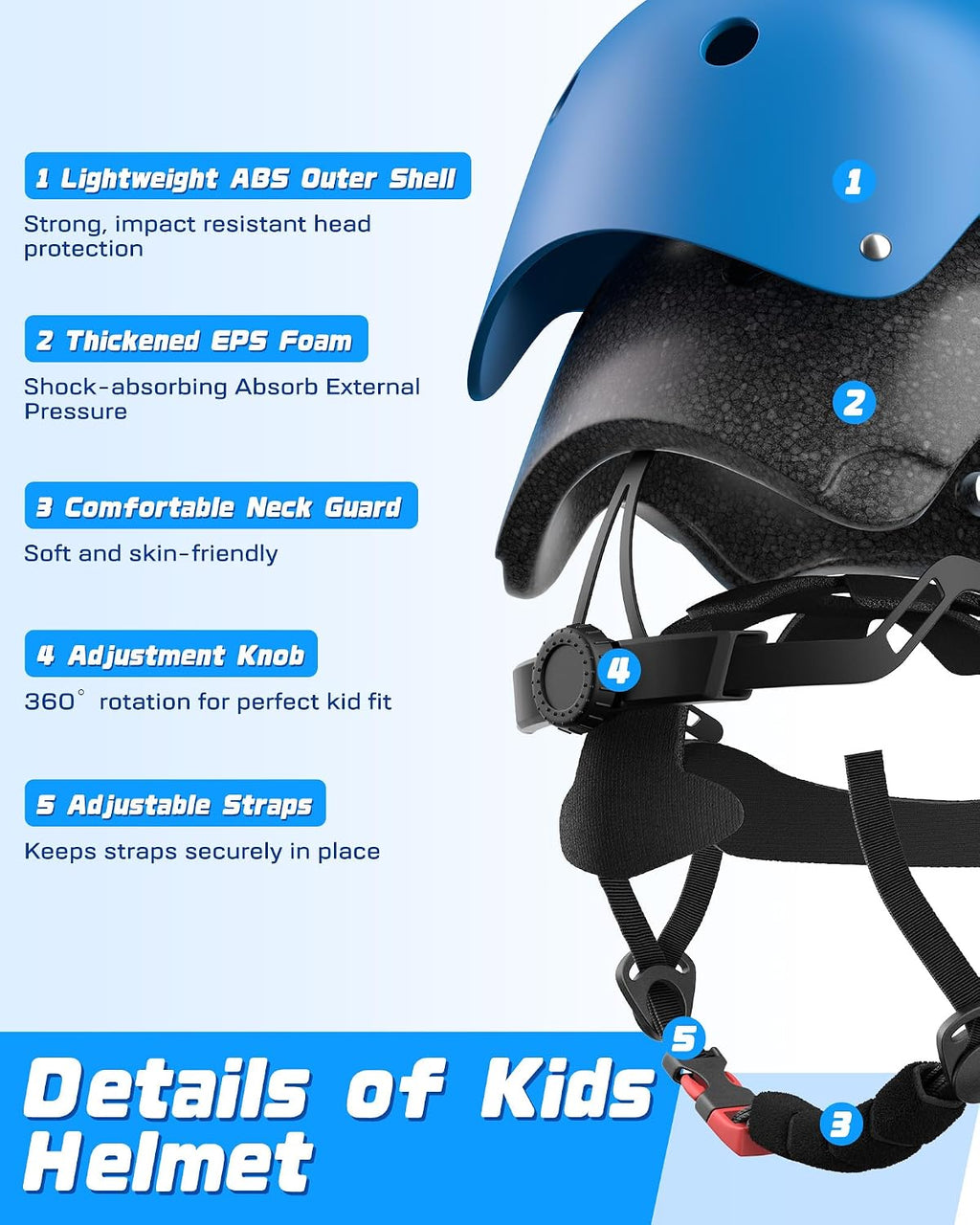 Kids Bike Helmet Set, Adjustable Helmet for Ages 2-3-5-8-14 Year Boys Girls, Toddler Pad Set with Knee and Elbow Pads for Bike, Roller, Skating, Scooter, Longboard and More Sports, 6 Color