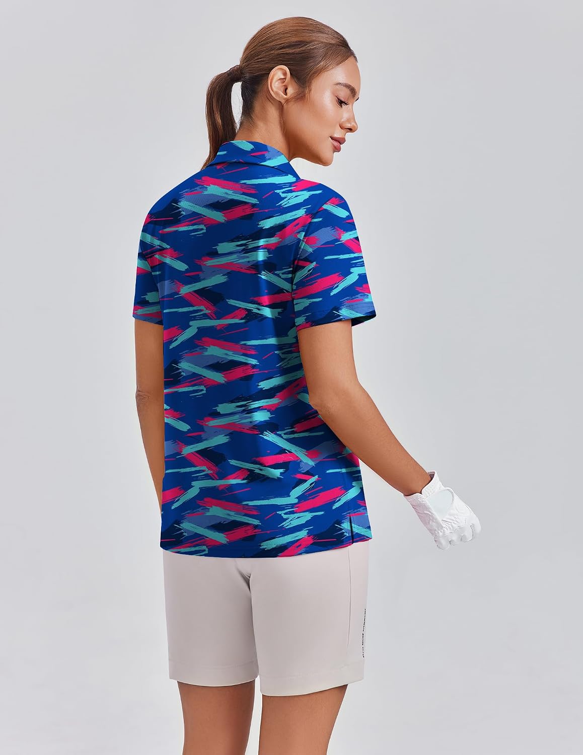 PINSPARK Womens Golf Shirt 4-Button UPF 50+ Quick Dry Collared Polo Shirts
