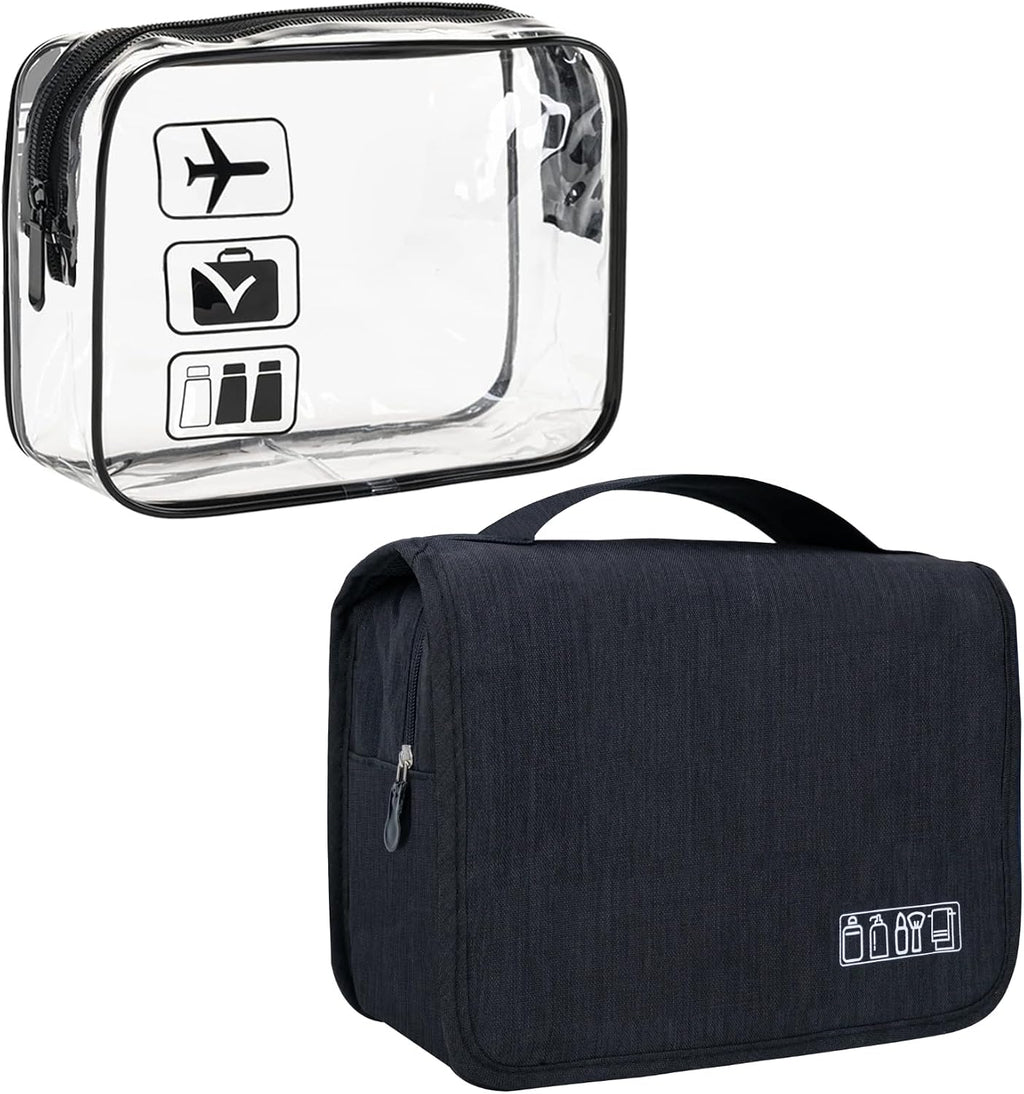 Lcsmaokin Large Capacity Toiletry Bag Travel Bag with Hanging Hook for Men and Women Waterproof Travel Cosmetic Bag Bathroom Bag,with TSA Approved Zippers Clear Travel Makeup Bag Carry-on
