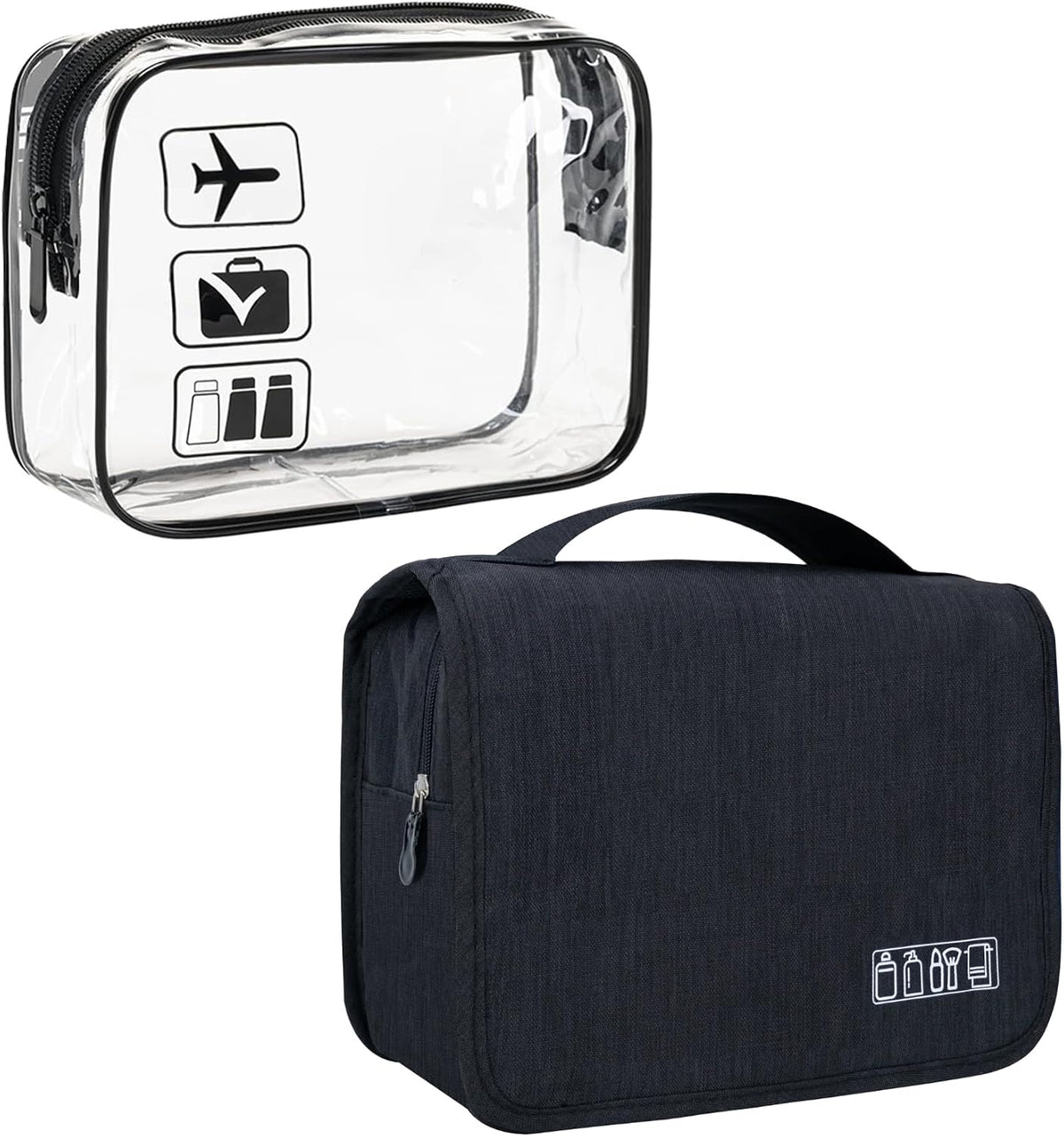 Lcsmaokin Large Capacity Toiletry Bag Travel Bag with Hanging Hook for Men and Women Waterproof Travel Cosmetic Bag Bathroom Bag,with TSA Approved Zippers Clear Travel Makeup Bag Carry-on