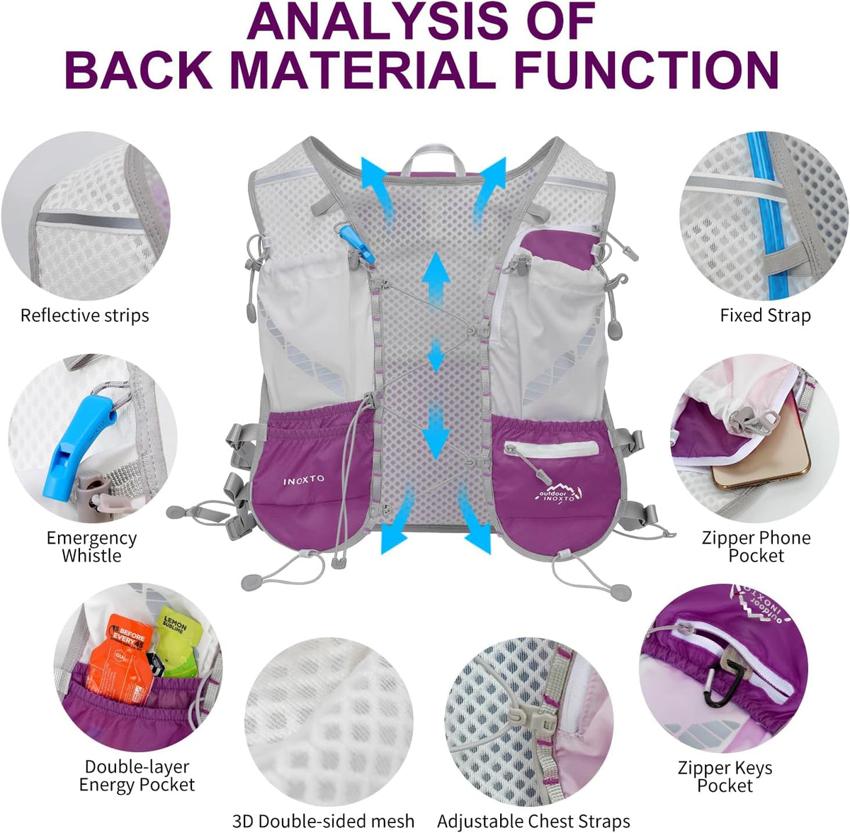 IX INOXTO Running Vest Hydration Backpack, Lightweight Running Backpack