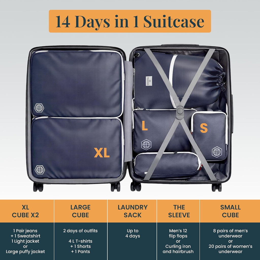 TRIPPED Travel Gear Extra Large Compression Packing Cubes 6-Piece Set