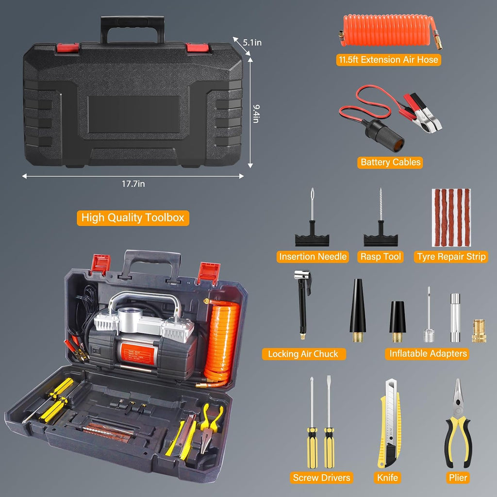 GSPSCN 12V Digital Heavy Duty Tire Inflator PortableAir Compressor Pump