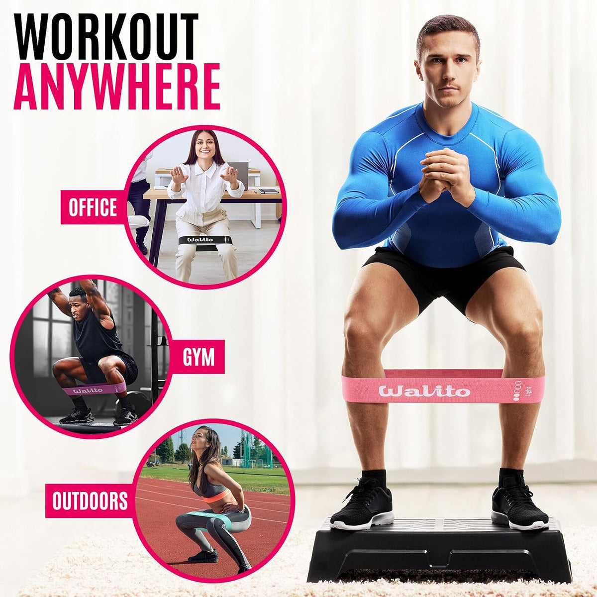 Fabric Resistance Bands for Working Out - Booty Bands for Legs -Glutes Training for Women and Men - Exercise Bands for Squats, Yoga, Physical Therapy -Home Gym Fitness