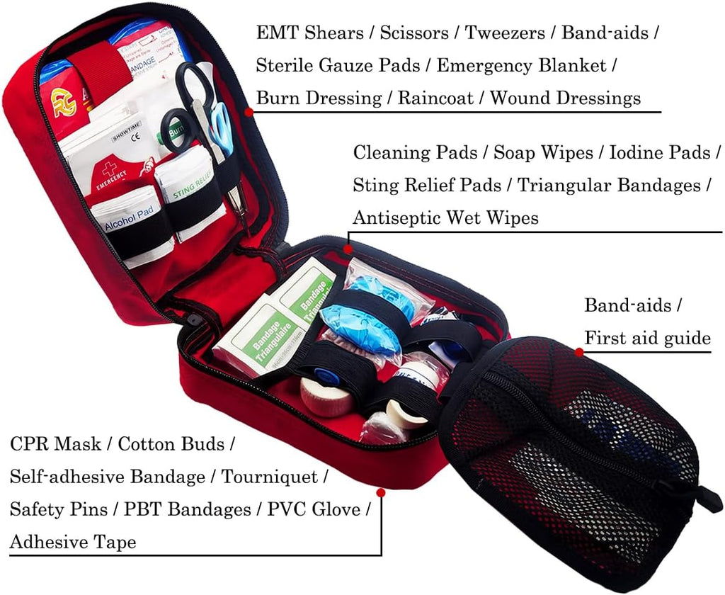 First Aid Kit Med Medical - Kit Rip-Off 180 pcs Water-Resistant Emergency Kit for Camping Hiking Home Outdoor Truck Vehicle Car Fishing Travel Biking