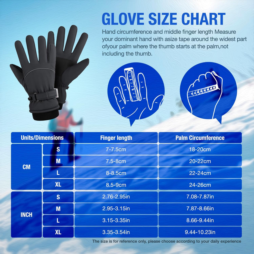 Fratres Winter Ski Gloves for Men and Women,Windproof Cold Weather Thermal with Touchscreen Fingers for Outdoor Sports