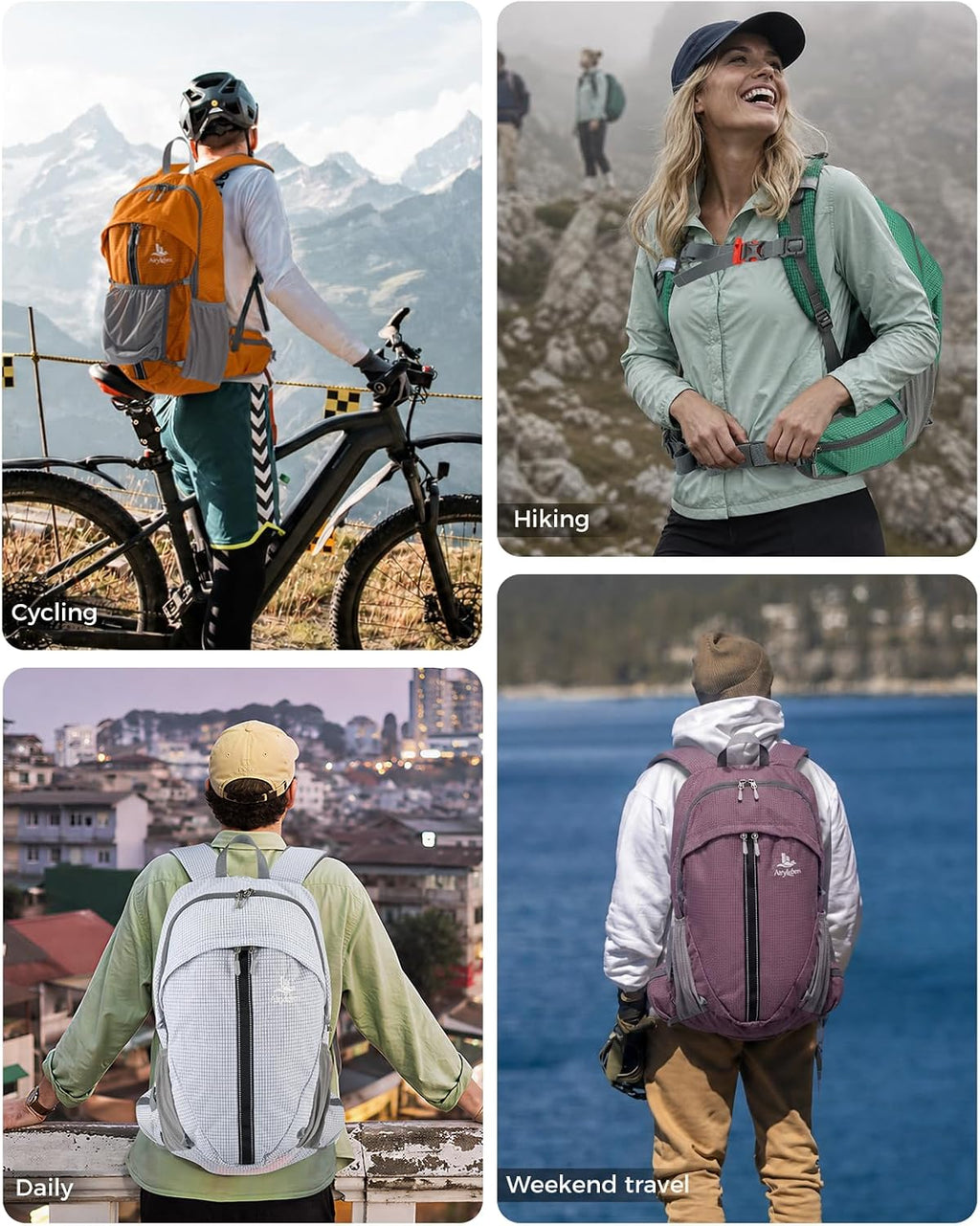 25L Hiking Backpack for Women Men, Lightweight Travel Day Pack, Black
