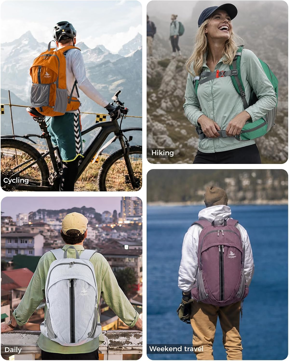 25L Hiking Backpack with Helmet Holder and Rain Cover, Lightweight Camping Travel Day pack Cycling Backpack for Women Men (Orange)