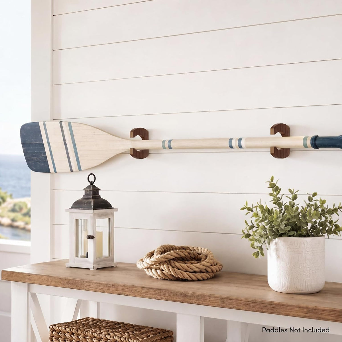 DaisyInner Wooden Kayak Paddle Holder Rack Wall Mount Canoe Oar Hanger Paddle Storage and Display Rack for SUP Dragon Boat Paddles Garage Boat House Home Decor