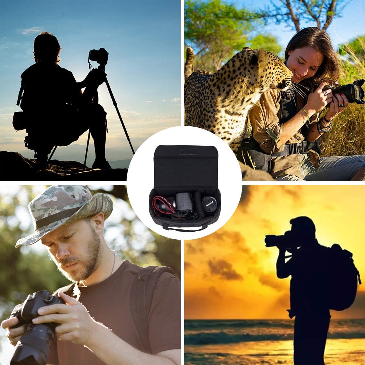 Camera Inserts Lens Padded Insert Liner DSLR SLR Protective Bag Camera Cube Roomy Case Waterproof Foldable pouch for Camera Lens Accessories Sony Canon Nikon Olympus (Black)