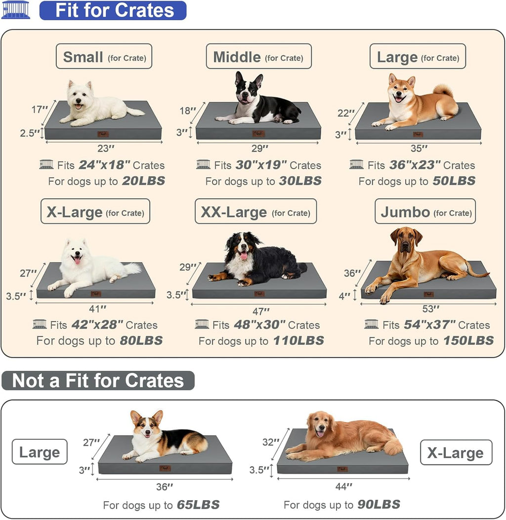 Outdoor Waterproof Orthopedic Dog Bed for Medium Size Dogs