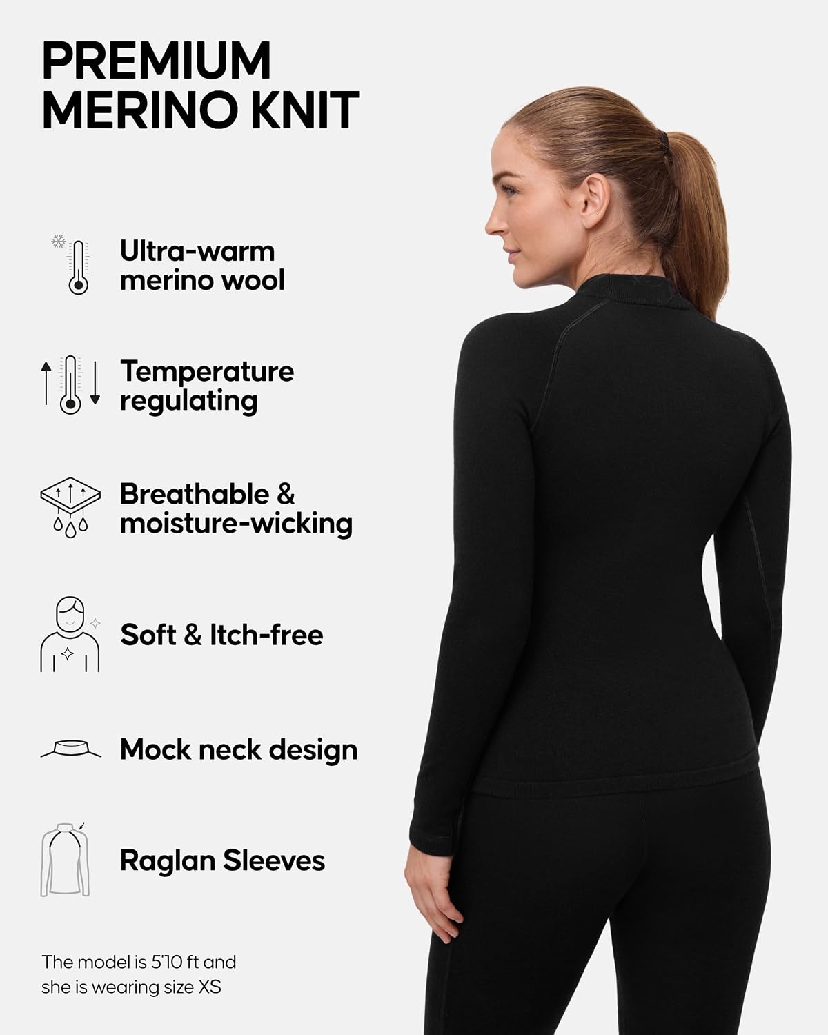 DANISH ENDURANCE Merino Wool Thermal Top for Women, Extreme Cold