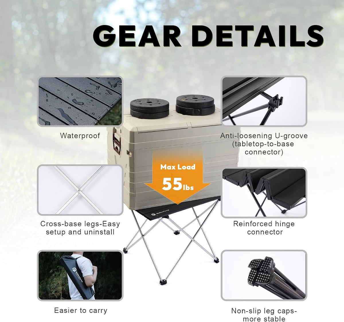 MellowCamp Camping Side Table, Ultralight Aluminum Folding Table, Small Compact Portable Ideal for Camping, Hiking, Beach, Outdoor Cooking, Picnics (Black, Small)