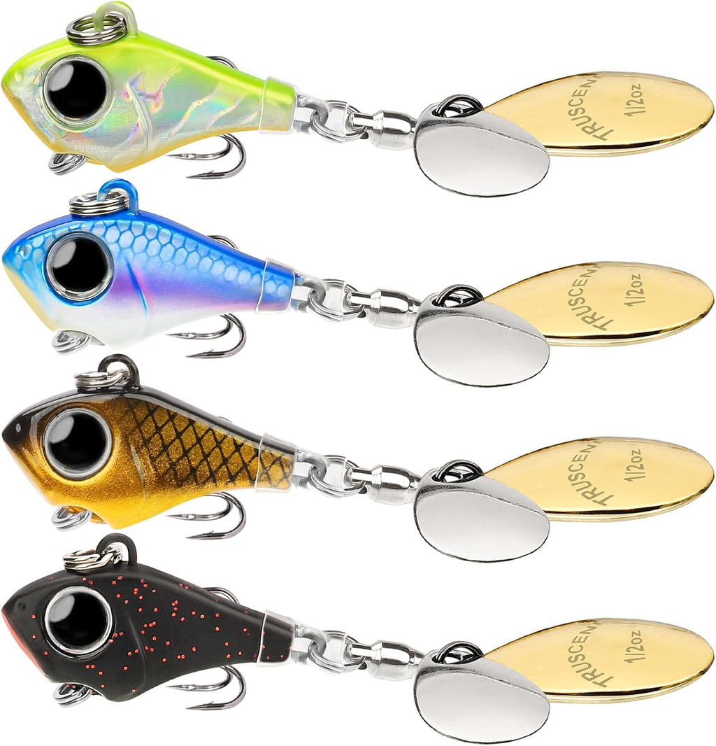 TRUSCEND Swim or Jig Fishing Spinner Baits for Freshwater and Saltwater, Rooster Tail Fishing Lures for Trout Bass Walleye Crappie Salmon Pike, Blade Bait with Copper Blade