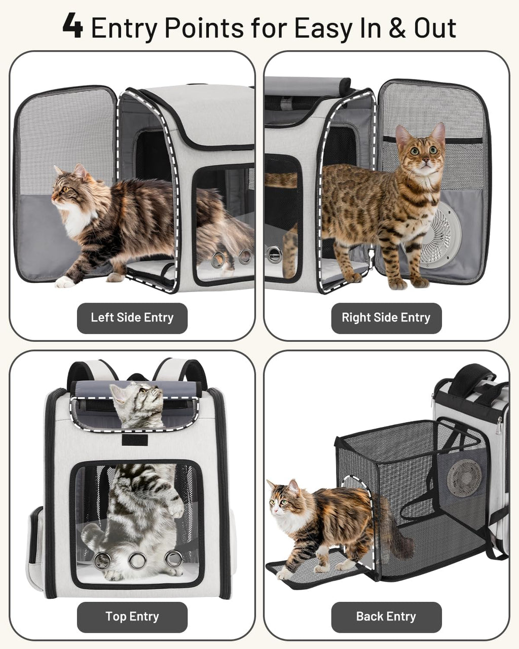 Smart Cat Backpack Carrier with Cooling Fan & Heating Pad