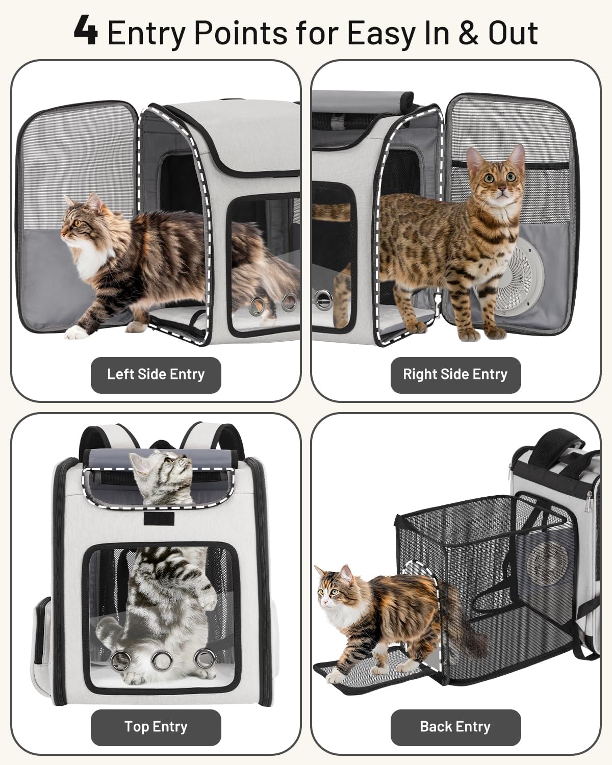 Smart Cat Backpack Carrier with Cooling Fan & Heating Pad