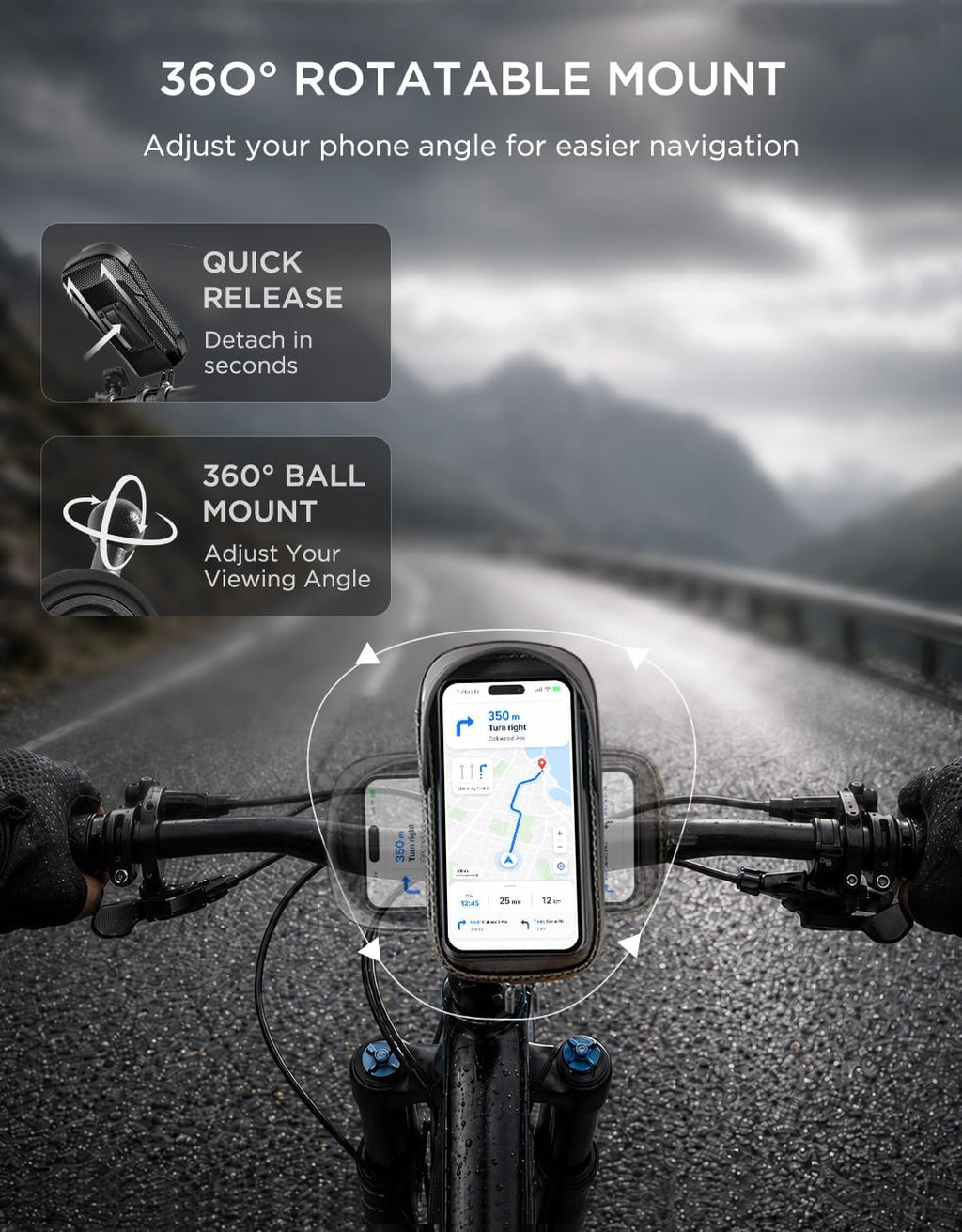 whale fall Bike Phone Holder, Waterproof Handlebar Bag for Phones up to 7"